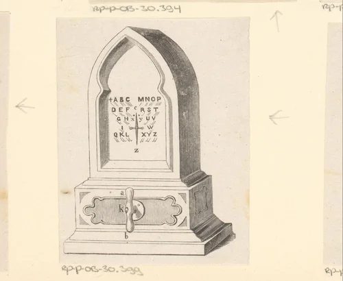 Monument met het alfabet by Isaac Weissenbruch, print, 1836-1912