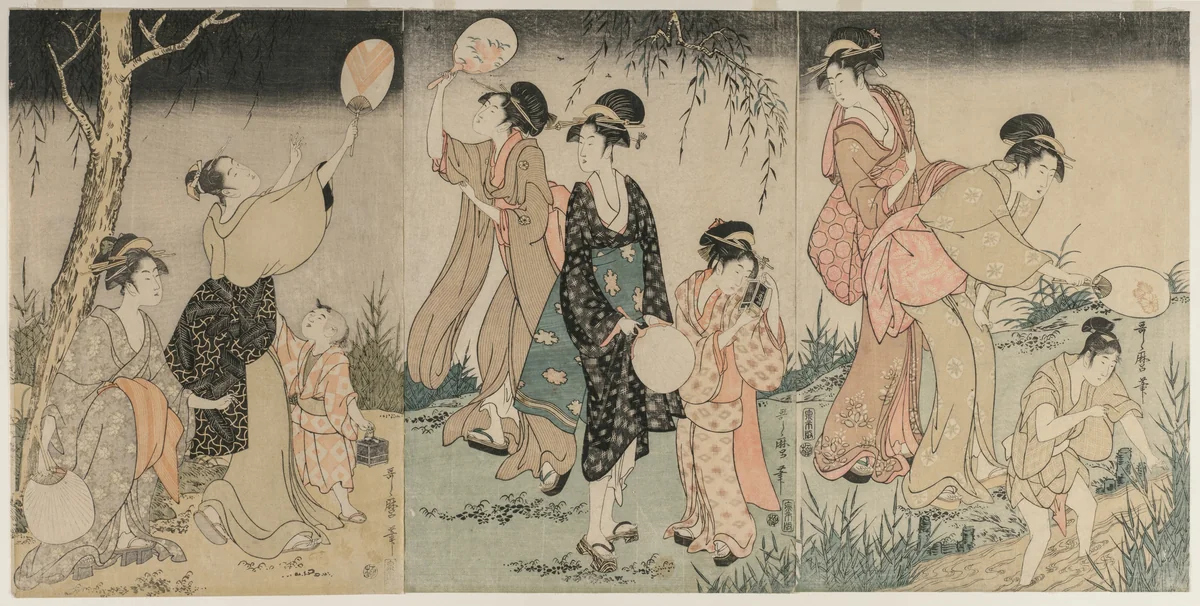 Catching Fireflies by Kitagawa Utamaro (喜多川歌麿), print, 1796-1797