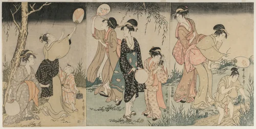 Catching Fireflies by Kitagawa Utamaro (喜多川歌麿), print, 1796-1797