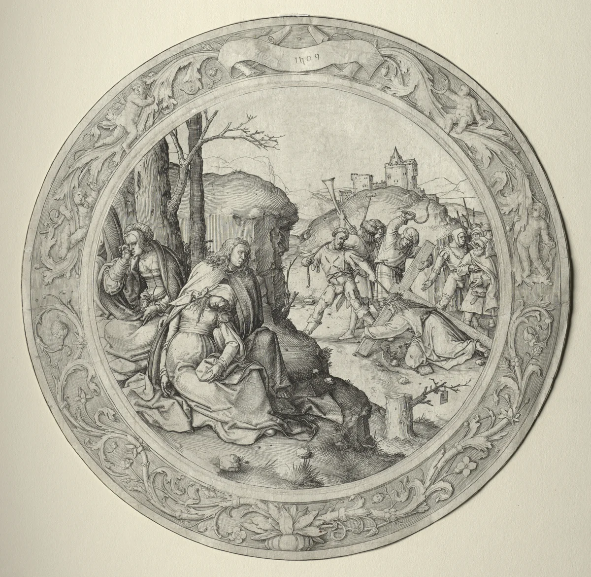The Round Passion: Christ Carrying the Cross by Lucas van Leyden, print, 1509