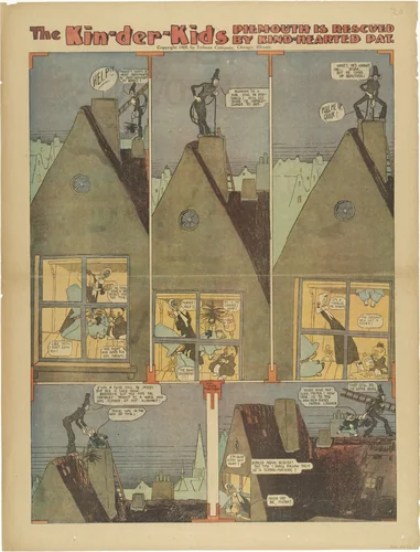 The Kin-der-Kids: Piemouth is Rescued by Kind-Hearted Pat from The Chicago Sunday Tribune by Lyonel Feininger, print, 1906