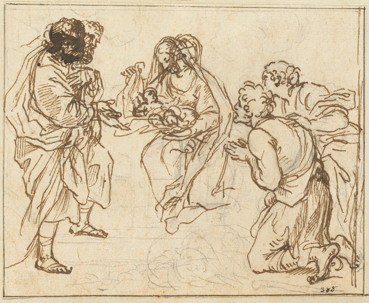 The Adoration of the Shepherds by Agostino Masucci, drawing, 1691-1758