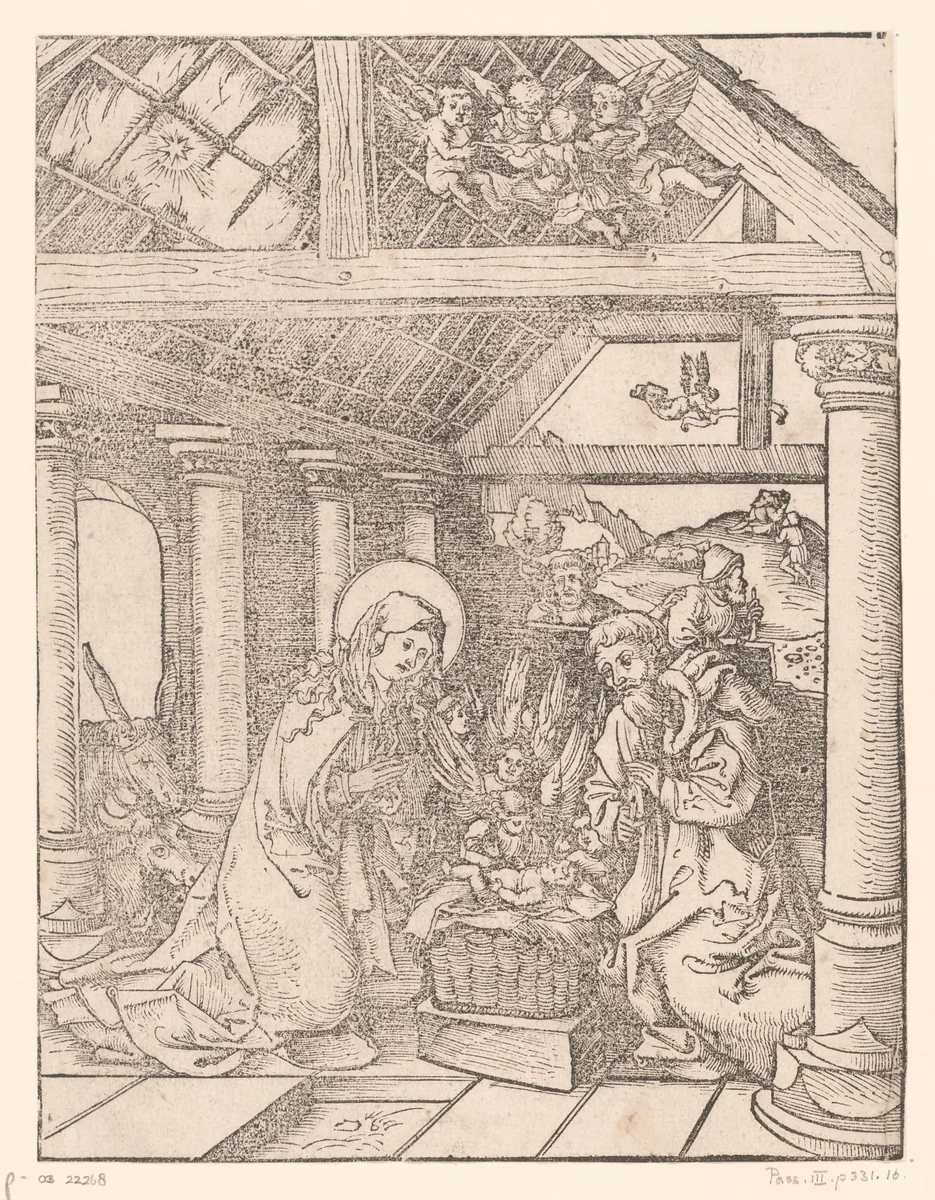 Geboorte van Christus by anonymous, print, 1490-1526
