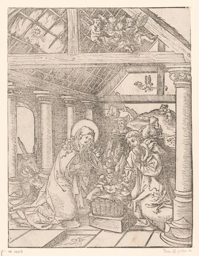 Geboorte van Christus by anonymous, print, 1490-1526