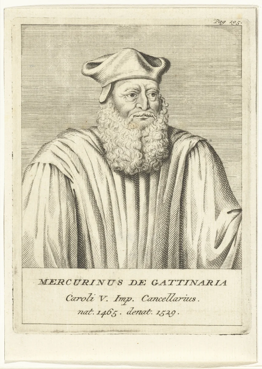 Portret van kanselier Mercurius Arboro de Gattinara by François van Bleyswijck, print, 1681-1746