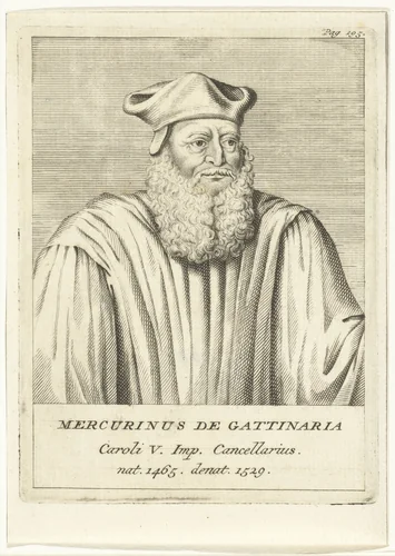 Portret van kanselier Mercurius Arboro de Gattinara by François van Bleyswijck, print, 1681-1746
