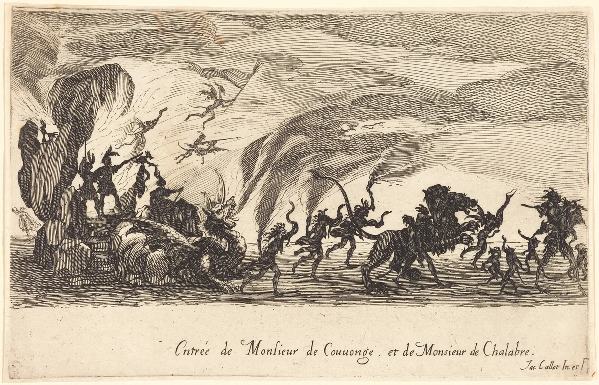 Entry of M. de Couvonge and M. de Chalabre by Jacques Callot, print, 1627