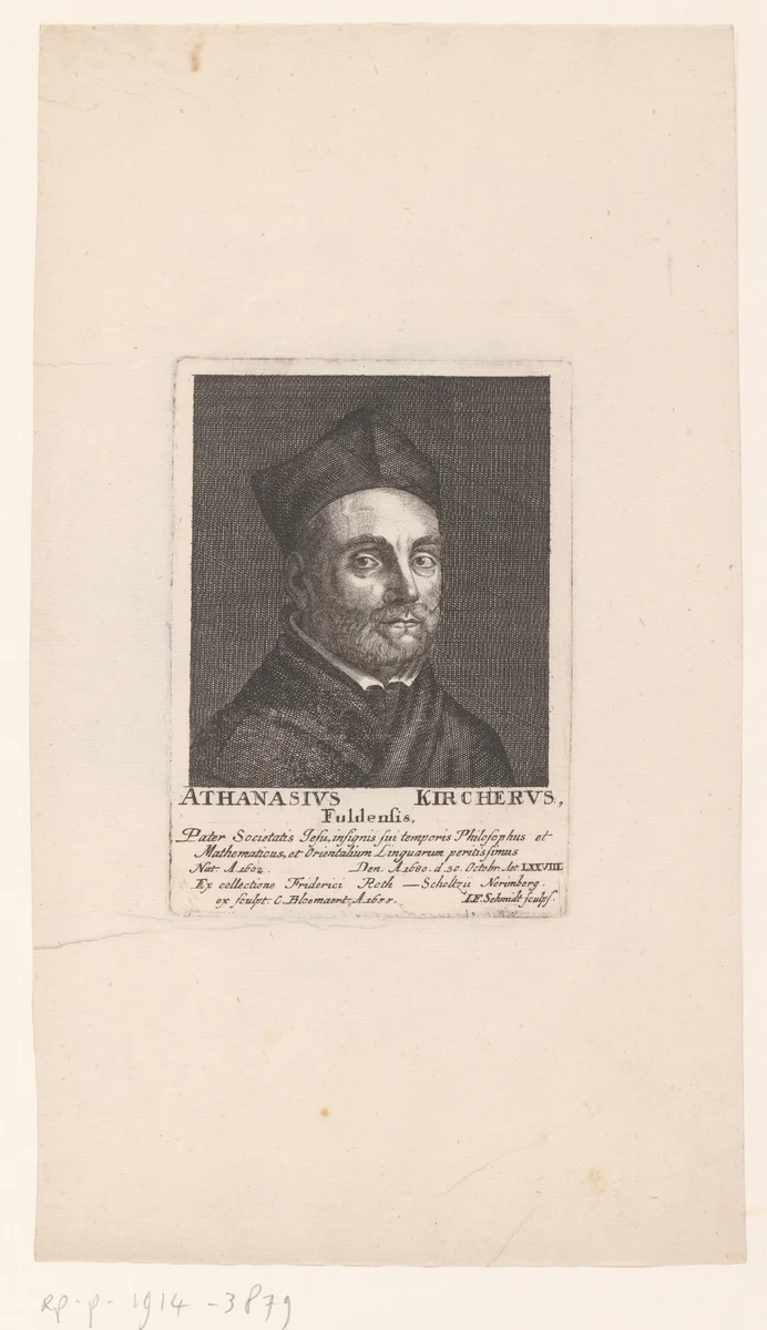 Portret van Athanasius Kircher by Johann Friedrich Schmidt, print, 1704-1765