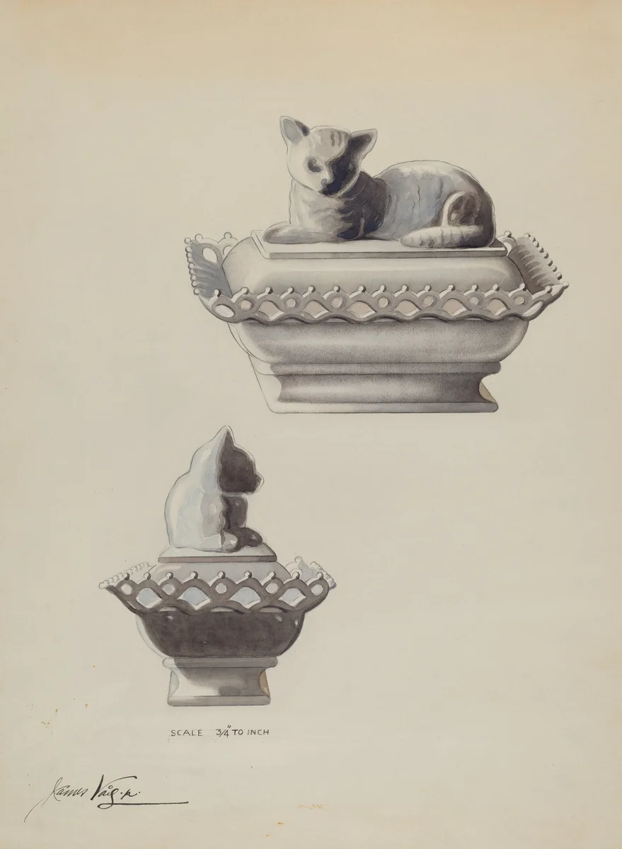 Covered Dish (Cat) by James H.C. Vail, index of american design, 1936