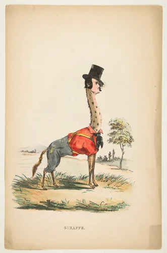 Giraffe (John E. Owens as Jakey), from "The Comic Natural History of the Human Race" by Henry Louis Stephens, print, 1851