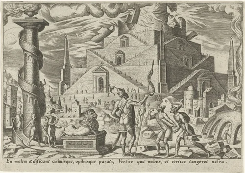 Toren van Babel by Philips Galle, print, 1569