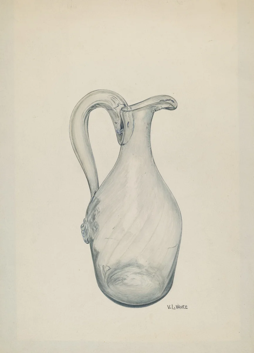 Clear Glass Cruet by V.L. Vance, index of american design, 1941