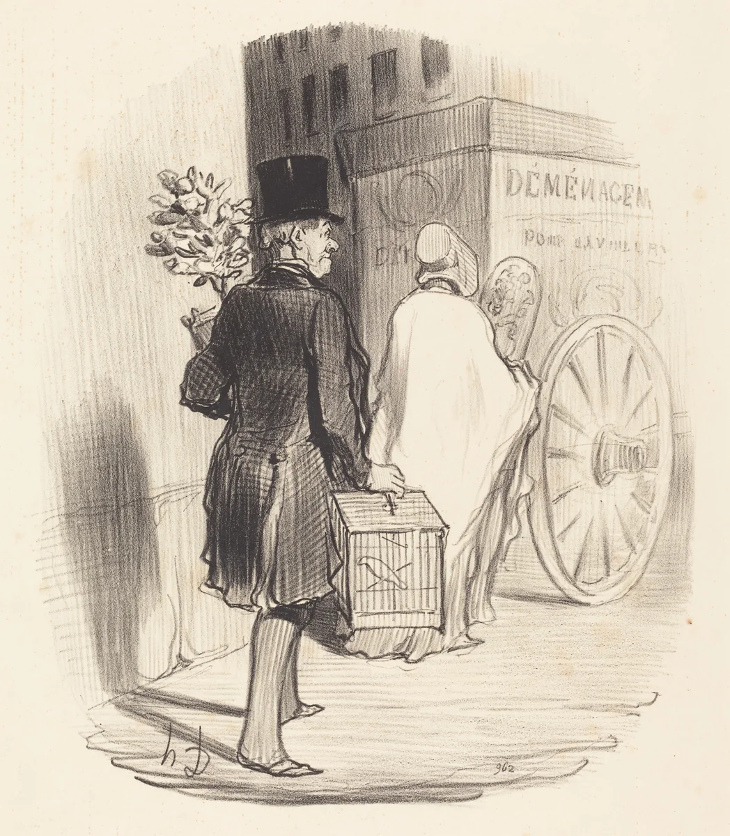 Parisien transportant dans un autre quartier... by Honoré Daumier, print, 1847
