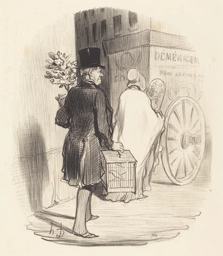 Parisien transportant dans un autre quartier... by Honoré Daumier, print, 1847