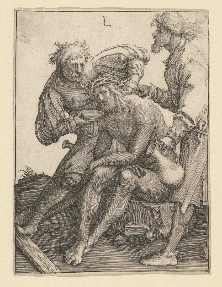 Soldiers Giving Drink to Christ by Lucas van Leyden, print, 1507-1517