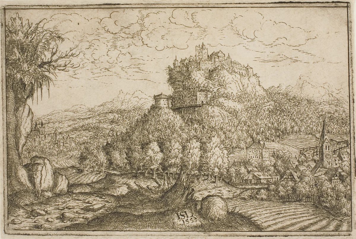 Castle on a Hilltop by Hanns Lautensack, print, 1553