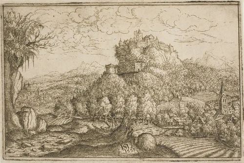 Castle on a Hilltop by Hanns Lautensack, print, 1553