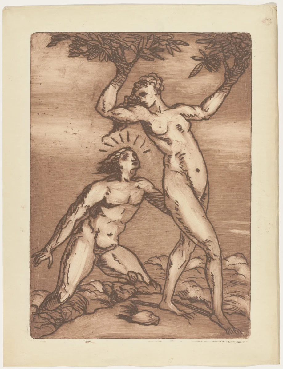 Apollo and Daphne (plate, folio 25) from Les Amours (The Loves) by Émile Bernard, illustrated book, 1915