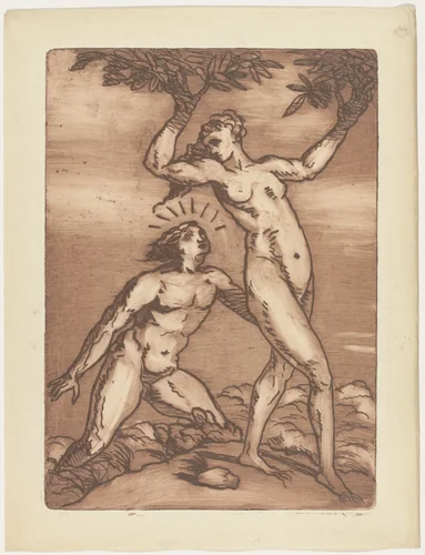 Apollo and Daphne (plate, folio 25) from Les Amours (The Loves) by Émile Bernard, illustrated book, 1915