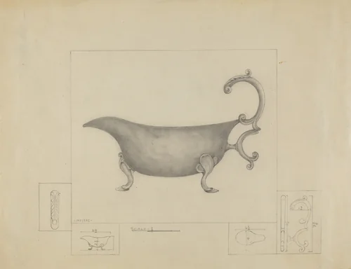 Silver Sauce Boat by Henry Meyers, index of american design, 1935-1942