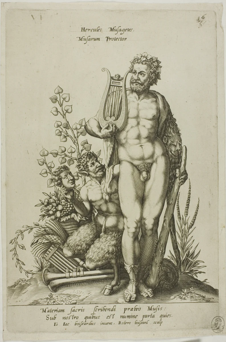 Hercules, plate 16 from Parnassus Biceps by Robert Boissard, print, 1601