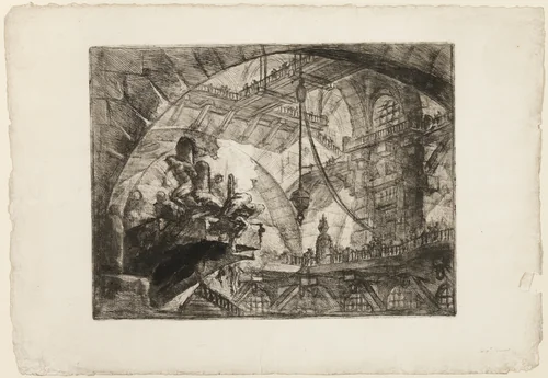 Prisoners on a Projecting Platform, plate 10 from Imaginary Prisons by Giovanni Battista Piranesi, print, 1750-1760