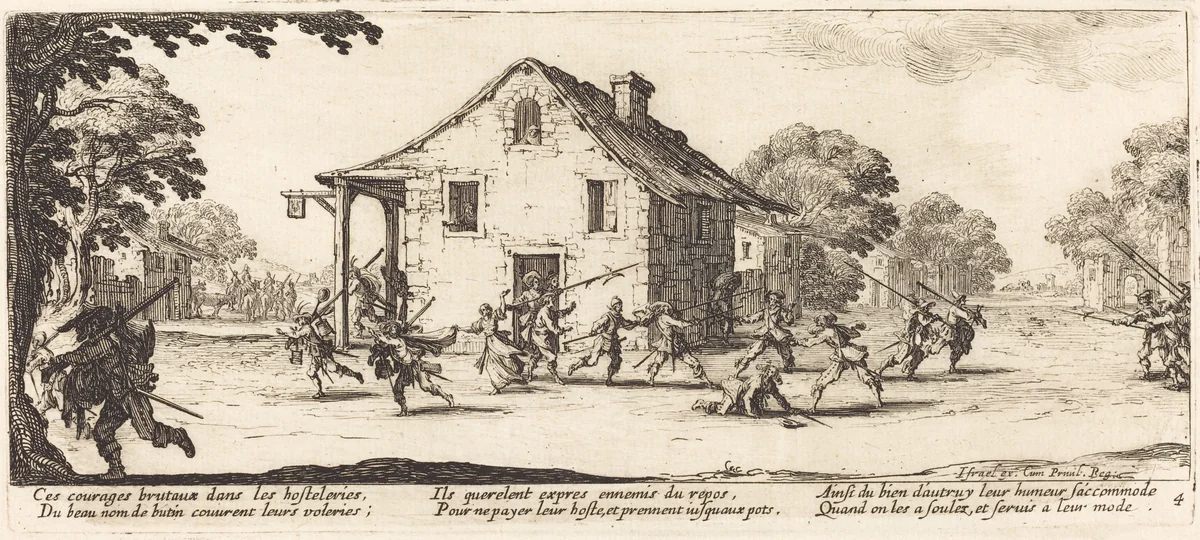 Scene of Pillage by Jacques Callot, print, 1633