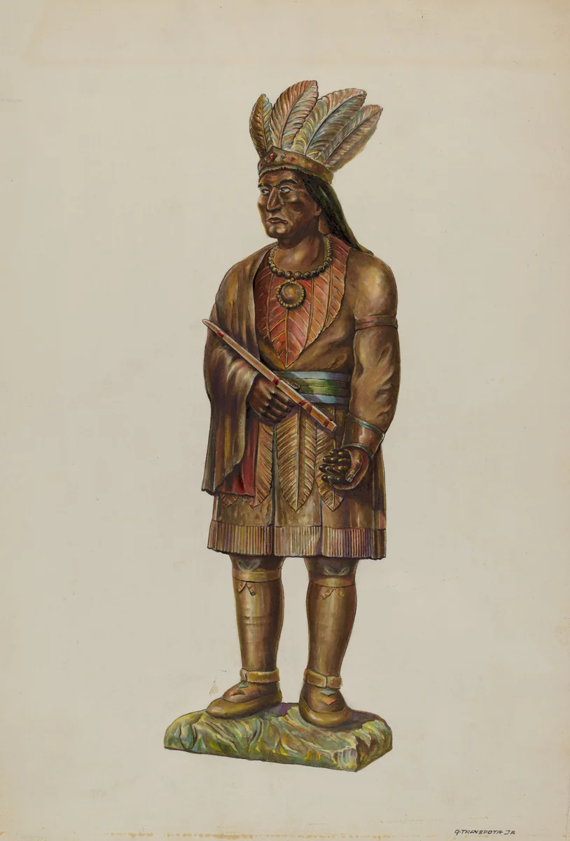 Cigar Store Indian by Gerald Transpota, index of american design, 1939