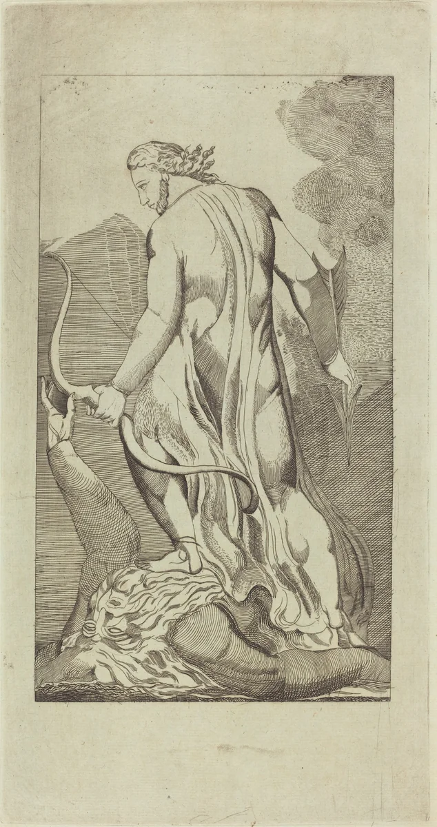 Christ Trampling Satan by Thomas Butts, Jr.; William Blake, print, 1728-1866