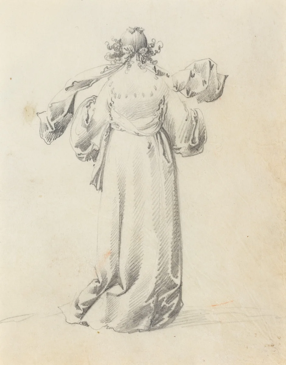 Lady Seen from Behind by Pieter Jansz Quast, drawing, 1606-1647