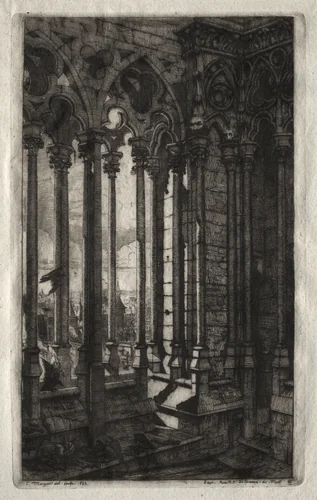 Etchings of Paris: The Gallery of Notre Dame by Charles Meryon, print, 1853