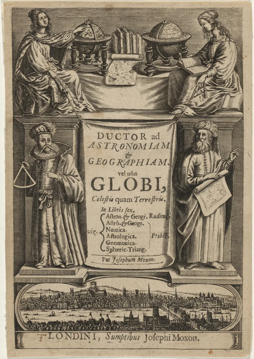 Title Page to J. Moxon, Ductor ad Astronomianet Geographiam by Unknown 19th Century, print, 1699