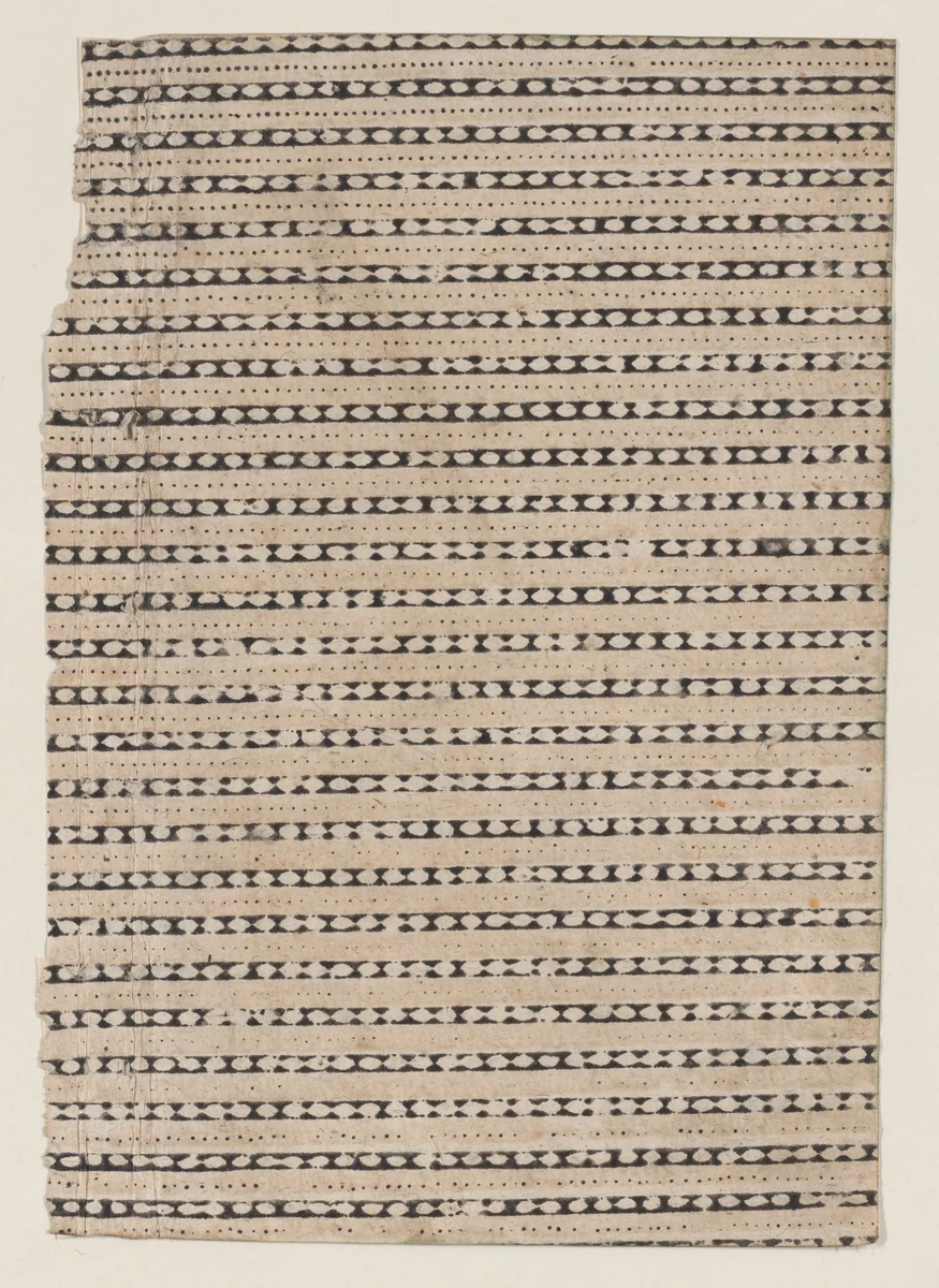 Sheet with overall striped geometric pattern by anonymous, print, 1800-1900