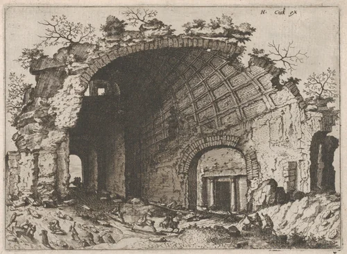 Barrel Vault with Coffering, from "Roman Ruins and Buildings" by Johannes van Doetecum, print, 1562
