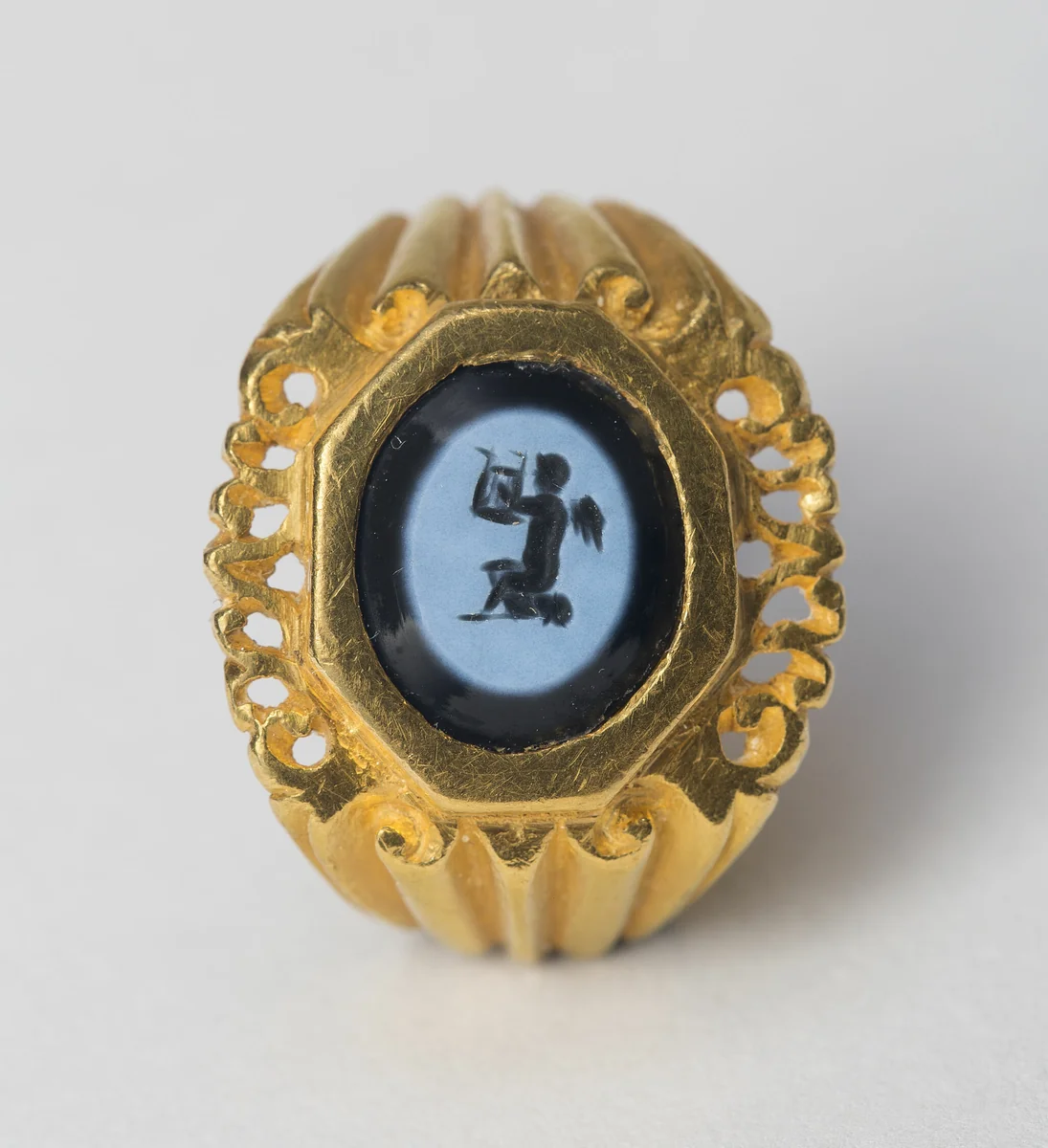 Finger Ring with Intaglio Depicting Eros by Roman, metalwork