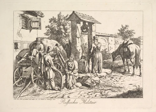 Cossack at the Well by Johann Christoph Erhard, print, 1815