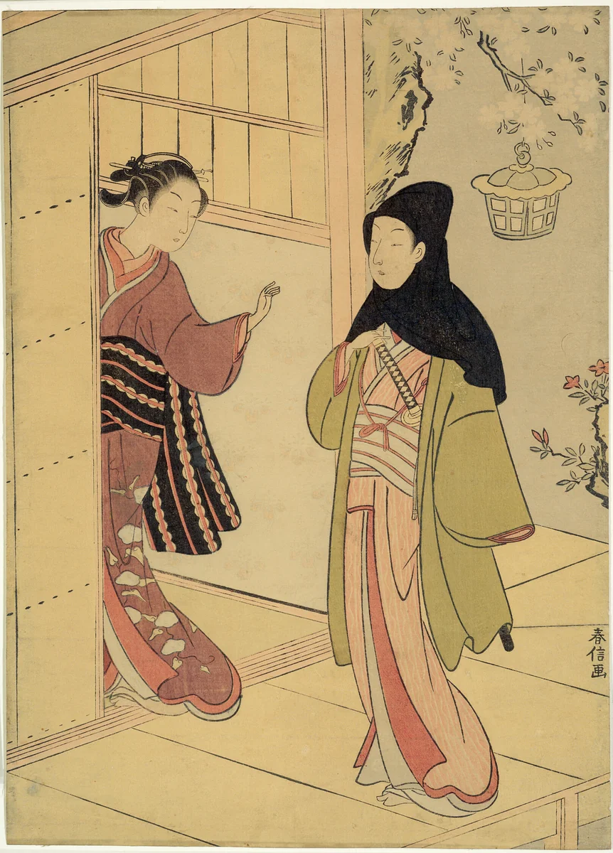 An Evening Visit (A Parody of Junidan Soshi) by Suzuki Harunobu (鈴木春信), print, 1762-1772