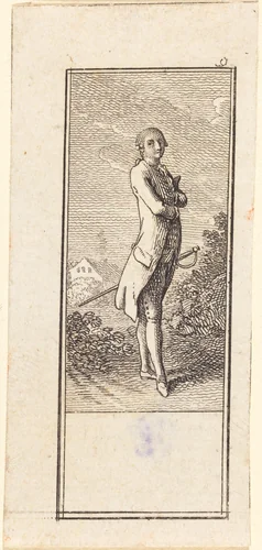 Young Man Bareheaded, with Sword by Daniel Nikolaus Chodowiecki, print, 1784