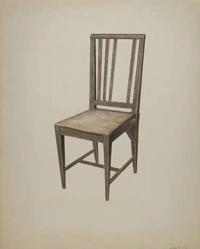 Wooden Straight Chair by Wilbur M Rice, index of american design, 1938