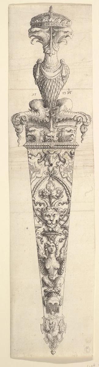 (Design for a Dagger and Sheath) by Augustin Hirschvogel, print, 1543