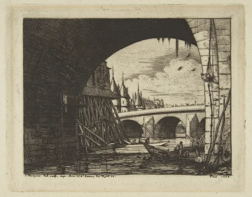 Archway, Pont Nôtre-Dame, Paris by Charles Meryon, print, 1853