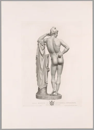 Paris Leaning on Tree Stump, Back View, from Oeuvre de Canova by Angelo Testa, print, 1817