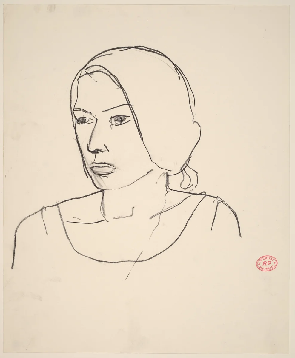 Untitled [head of a woman looking left] by Richard Diebenkorn, drawing, 1955-1967