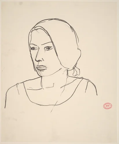 Untitled [head of a woman looking left] by Richard Diebenkorn, drawing, 1955-1967
