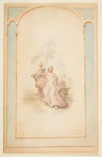 Ornament Design for Wall Panel by anonymous, drawing, 1800-1899
