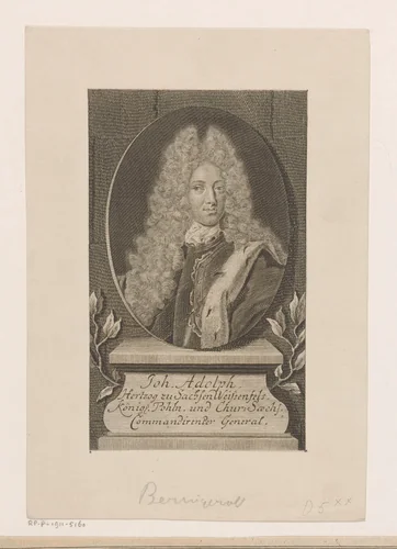 Portret van Johann Adolph II von Sachsen-Weißenfels by Martin Bernigeroth, print, 1716