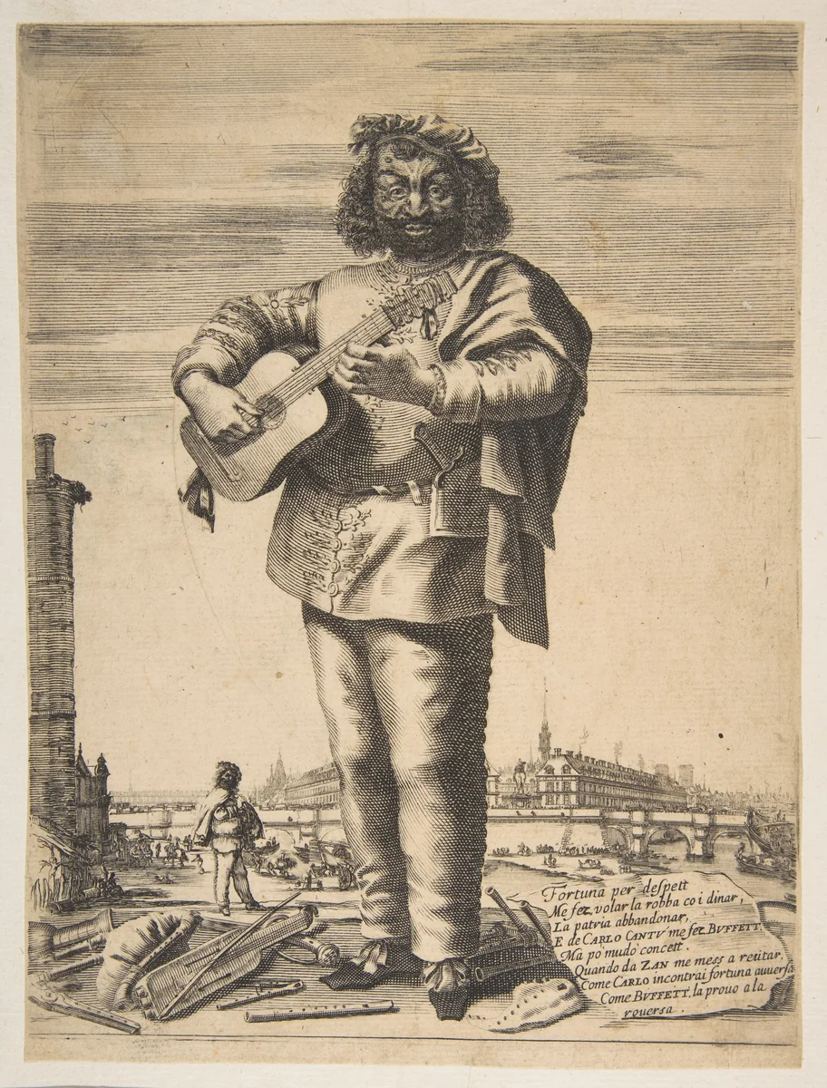 Carlo Cantu called Buffetto by Stefano della Bella, print, 1646
