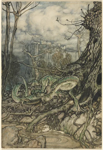 The Green Dragon by Arthur Rackham, drawing, 1910