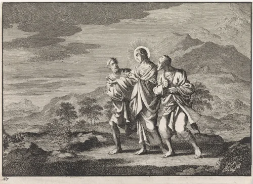Emmaüsgangers by Jan Luyken, print, 1703