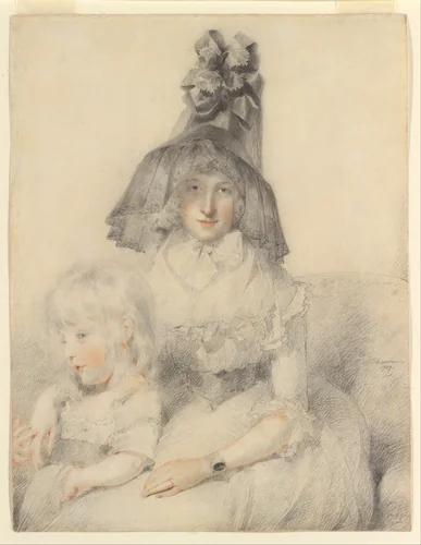 Mrs. Papendiek and Her Son by Sir Thomas Lawrence, drawing, 1789
